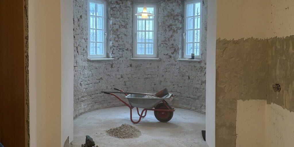 Baustellenbild mit Schubkarre